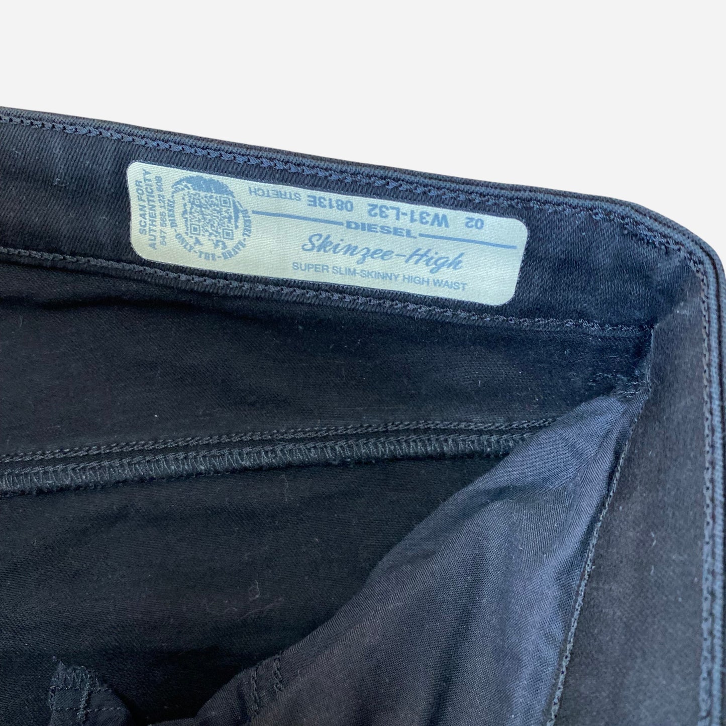 Diesel Naiste Skinny Kõrge Vööga Mustad Teksad Suurus W31/L3
