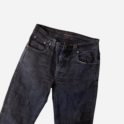 Nudie Jeans Meeste Grim Tim Mustad Teksad Suurus W31/L32 