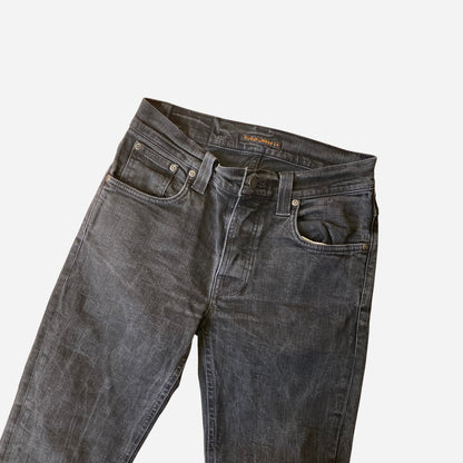 Nudie Jeans Meeste Grim Tim Mustad Teksad Suurus W31/L32 