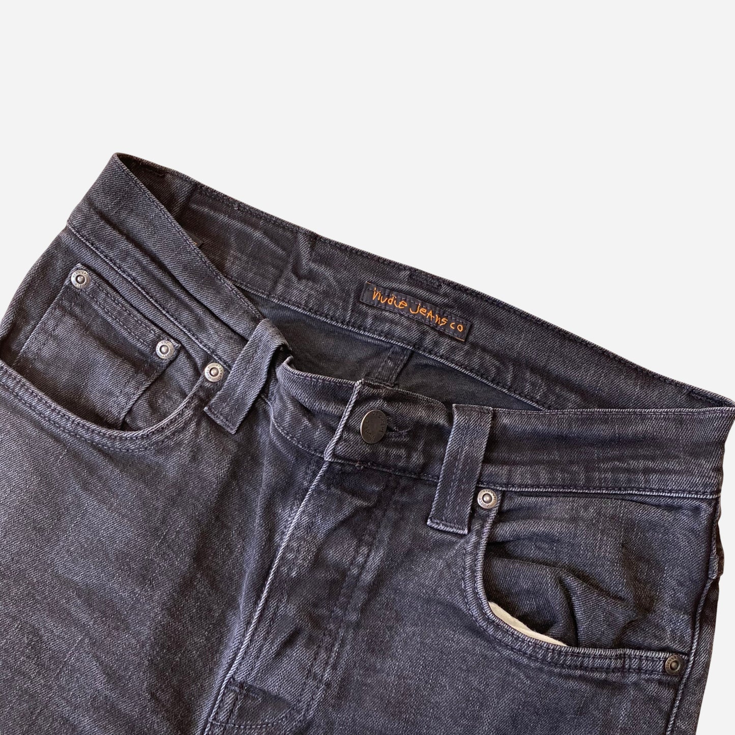 Nudie Jeans Meeste Grim Tim Mustad Teksad Suurus W31/L32 